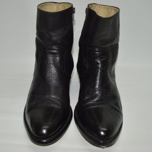 FRYE Vintage USA Made Black Leather Cowboy Heel Boots | Western